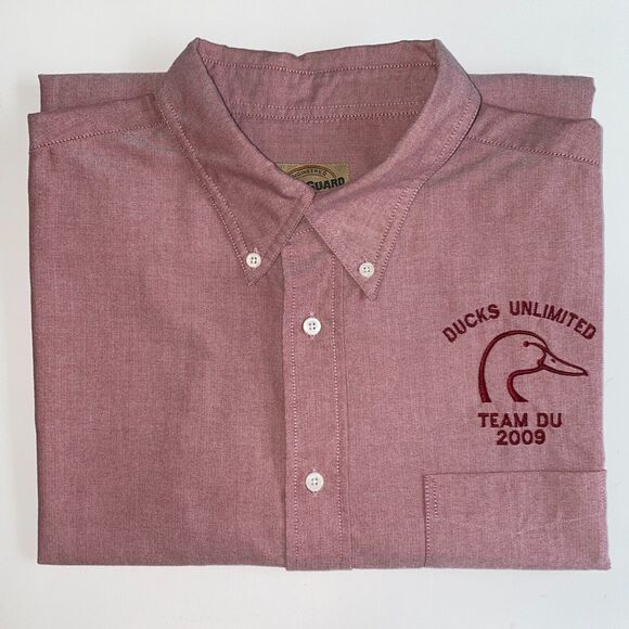 Ducks Unlimited Men's L Long Sleeve Red DU 2009 Wearguard Work Shirt Vintage - Picture 1 of 8